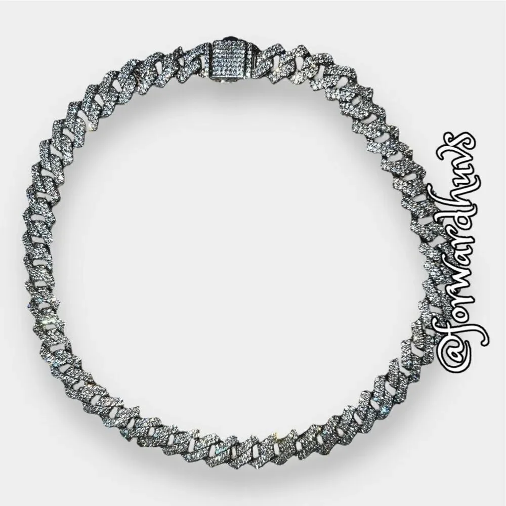Silver Tone Rhinestone Covered Bling Necklace with Hidden Clasp